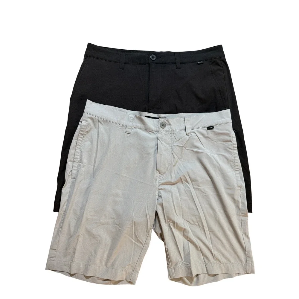TravisMathew Golf Shorts Mens 34 Black Grey Performance Stretch Lot of 2